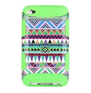 FiveBox Tribe Pattern Plastic + Silicon Material Case Snap on Cover Protective Skin For Apple ipod touch 4 (Green/Green): Cell Phones & Accessories