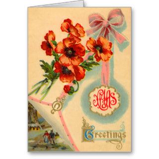 Vintage Poppies Christmas Card
