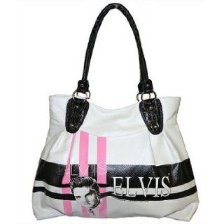 Licensed Elvis Presley Hobo, White Elvis Presley Fashion Handbag, 19."w X 14"h X 3"d: Shoes