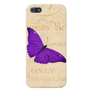 Vintage 1800s Purple Butterfly on Parchment iPhone 5/5S Covers