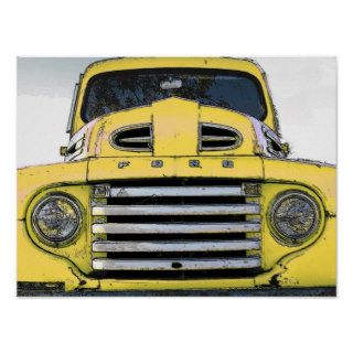 Vintage Yellow Ford Truck Print