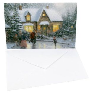 DaySpring Thomas Kinkade 16 Count Christmas Card Kit   Skater's Pond : Greeting Cards : Office Products