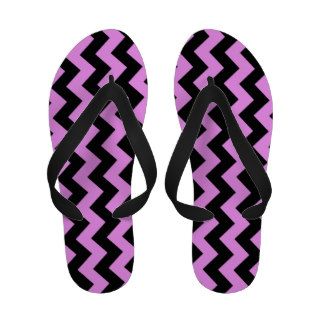 Pink and Black Zigzag Flip Flops