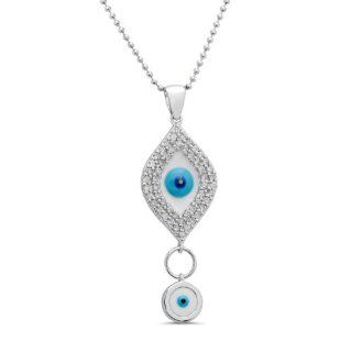 Victoria Kay 14k White Gold Diamond Enamel Double Evil Eye Pendant (1/3cttw, JK, I2 I3): Evil Eye Gold Jewelry: Jewelry