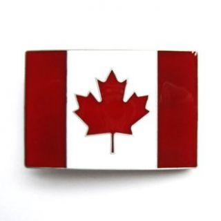 Hogar Mens Zinic Alloy Belt Buckle Canadian Flag Buckles Color Red: Clothing