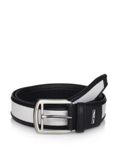 Nike Tour Premium Men's Golf Belt   Leather and Nylon   Black/White   40" : Apparel Belts : Clothing