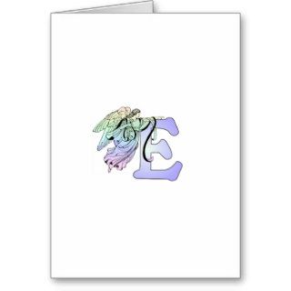 Letter E angel monogram alphabet initial blue and Greeting Card