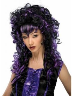 Curly Vampire Woman Wig Black/Purple: Costume Wigs: Clothing