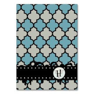 Trendy Artistic Moroccan Trellis Blue Gray Black Business Card