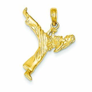 Genuine 14K Yellow Gold Girl Karate Charm 1 .9 Grams Of Gold: Jewelry