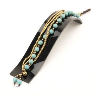 New turquoise charm beads brass ankle bracelet anklet by 81stgeneration: Jewelry
