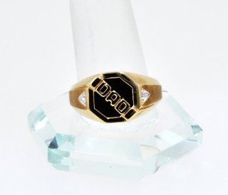 10K Yellow Gold Diamond/Onyx "Dad" Ring: Jewelry