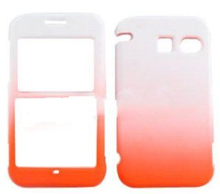 RUBBER COATED HARD CASE FOR SANYO JUNO SCP2700 RUBBERIZED TWO COLOR WHITE ORANGE Cell Phones & Accessories