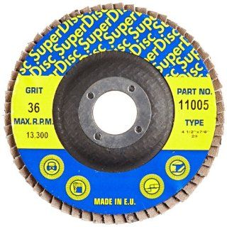 Sundisc 11005 Type 29 Standard Density Abrasive Super Flap Disc, X Weight Poly/Cotton Blend, Zirconia, 4 1/2" Diameter, 36 Grit, 7/8" Arbor (Pack of 5): Industrial & Scientific