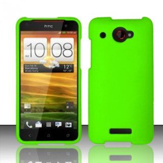 For HTC Droid DNA 6435 (Verizon) Rubberized Cover Case   Neon Green: Cell Phones & Accessories