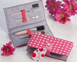 Pretty in Pink Polka Dot Makeup Brush Kit   Bridal Wedding Shower Favors   Keepsake Guest Favors (Bulk Buy Sale!) : Makeup Sets : Beauty