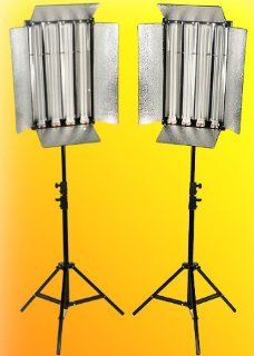 ePhoto 2200 Adjustable light output 2 Light Panels 2 x 1100 each Fluorescent CONTINUOUS PHOTO STUDIO VIDEO PHOTOGRAPHY Light Panel with Barndoor Lighting Light Stand Kit by ePhotoINC FL455Panel+Standx2 : Photographic Lighting Soft Boxes : Camera & Phot