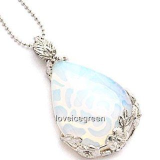 (1) Opal MOONSTONE Gemstone INLAID FLOWER Crystal CHARM JEWELRY GIFT TEARDROP PENDANT [with FREE Necklace] ..from Hibiscus Express : Other Products : Everything Else