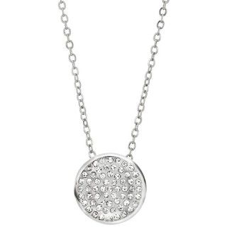 White Geometric Auden Rhinestone Circle Pendant Necklace Platinum Plated Jewelry: Jewelry