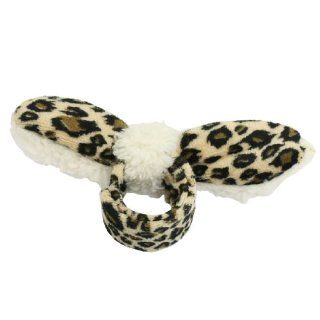 Hairstyle Leopard Print Rabbit Ears Accent Plush Coated Flex Metal Dish Hair Device Beige Black  Ponytail Holders  Beauty