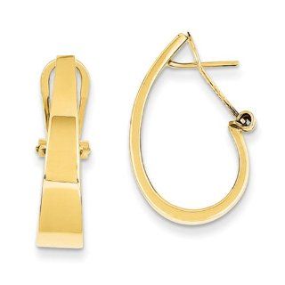 14k Yellow Gold Polished J Hoop Click in Back Post Earrings.: Jewelry