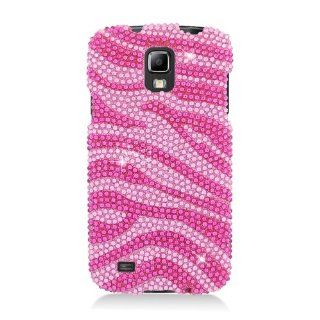 SAMSUNG GALAXY S4 ACTIVE I537 FULL DIAMOND BLING HOT PINK ZEBRA SNAP ON HARD 2 PIECE PLASTIC CELL PHONE CASE: Cell Phones & Accessories