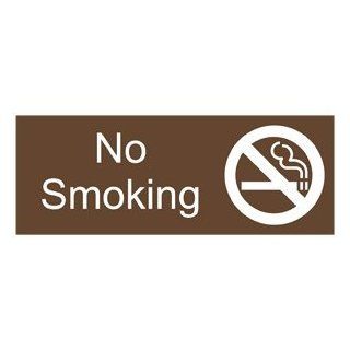 No Smoking White on Brown Engraved Sign EGRE 460 SYM WHTonBrown : Business And Store Signs : Office Products