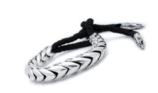 Rope and Sterling Silver Men's Snake Bracelet, RP002: Jewelry