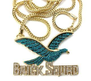 SOULJA BOY Brick Squad Pendant Gold Franco Green/Clear MP477G OB: Pendant Necklaces: Jewelry