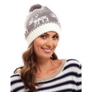 Ladies/Womens Reindeer Winter Bobble Hat (One Size) (Grey): Clothing