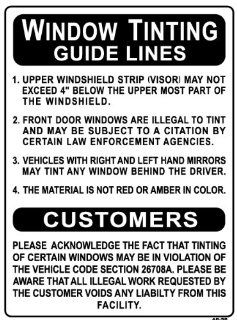WINDOW TINTING GUIDE LINES24x18 Heavy Duty Indoor/Outdoor Plastic Sign  Yard Signs  Patio, Lawn & Garden