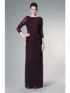 Adrianna Papell Women's Draped Gown with Brooches, Raisin, 4 at  Womens Clothing store: Dresses