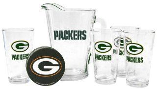 Green Bay Packers Pint Glasses and Pitcher Set  Green Bay Packers Gift Set: Kitchen & Dining
