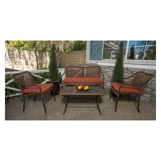 PATIO FURNITURE OUTDOOR LAWN & GARDEN NEWCASTLE 4 PC WOVEN, WITH CUSHIONS RED : Outdoor And Patio Furniture Sets : Patio, Lawn & Garden