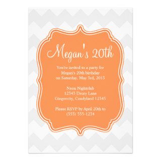 Orange Quatrefoil Chevron Birthday Invitation