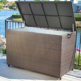 Pool Supply Storage for Swimming Pool Accessories Brown Wicker Patio Storage Box. This Weather Resistant Wicker Storage Cabinet Has Interior Lining and Wheels to Move It Easily. Ideal for Patio Cushion Storage but Also Works for Pool Supplies. : Patio, Law