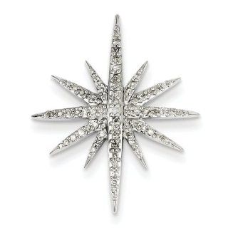 14k White Gold Diamond Starburst Pendant Jewelry