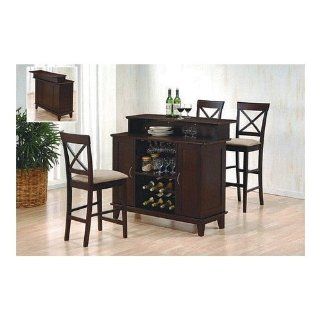 Contemporary Style Deep Cappuccino Finish Solid Wood Bar Unit With Wine Rack   Home Bars