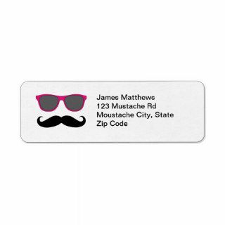 Funny Black Mustache and Sunglasses Return Address Custom Return Address Labels