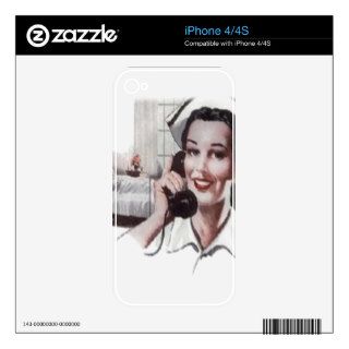 Vintage Hospital Ward Nurse on Telephone Skin For iPhone 4