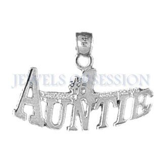 14K White Gold #1 Auntie Pendant: Jewelry