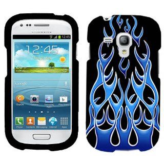 Samsung Galaxy S3 Mini Blue Flames Hard Case Phone Cover: Cell Phones & Accessories
