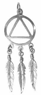Alcoholics Anonymous AA Symbol Pendant, #471 3, Sterling Silver, Dream Catcher Style: Jewelry