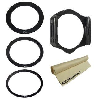 Adapter Ring Set (67MM, 72MM, 77MM) & Filter Holder for Cokin P Series + Super Fine JB Digital Microfiber Cleaning Cloth  Camera Lens Filter Sets  Camera & Photo