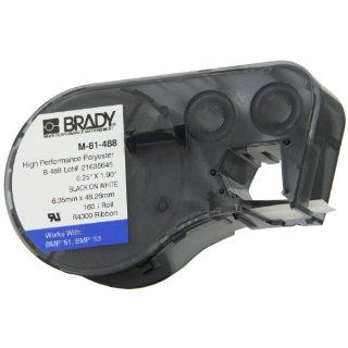 Brady M 81 488 Polyester B 488 Black on White Label Maker Cartridge, 1 57/64" Width x 1/4" Height, For BMP51/BMP53 Printers: Industrial & Scientific
