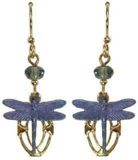 Jody Coyote Gold Blue Dragonfly Filigree Earrings QM473: Jewelry