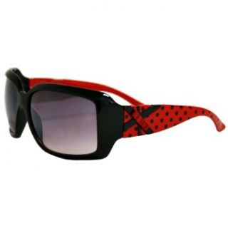Luxury Divas Black & Red Bow & Polka Dot Fashion Sunglasses: Clothing