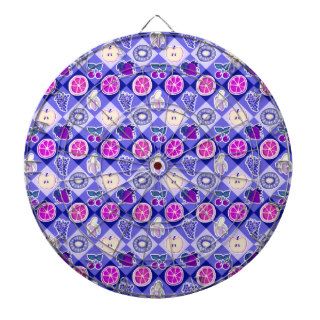 Purple Argyle Fruit Pattern Dartboards