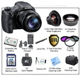 Sony Cyber shot DSC HX300 Digital Camera With CS Lens & Effect Kit: Includes High Definition Wide Angle Lens, Telephoto HD Lens, 3 Piece Filter Kit, 32GB SDHC Memory Card, SD Card Reader, Sony NP BX1 Replacement Battery, Rapid Charger, Case, 3 Year Ext