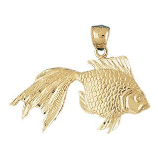 14K Gold Charm Pendant 4.7 Grams Nautical>Goldfish, Salmon583 Necklace: Jewelry